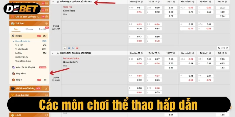 Các môn chơi thể thao hấp dẫn