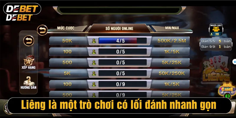 Liêng là một trò chơi có lối đánh nhanh gọn