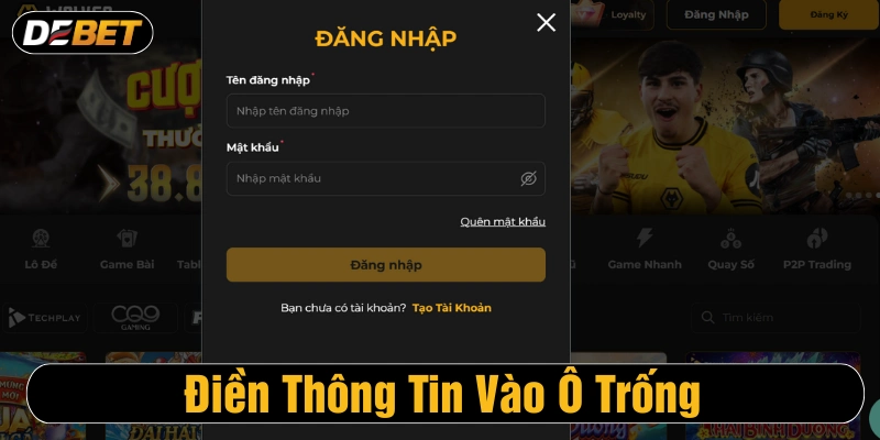 Điền tên và mật khẩu đăng nhập vào tài khoản