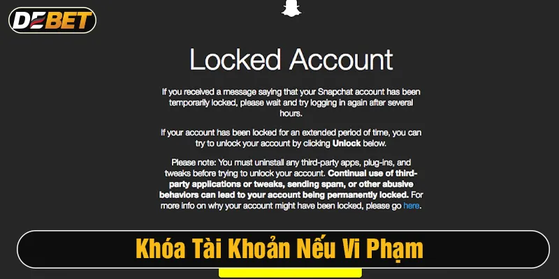 điều khoản sử dụng khóa tài khoản