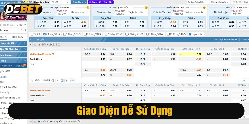 giao diện sảnh saba thể thao debet