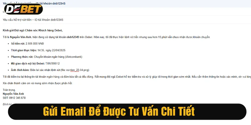 liên hệ debet qua email