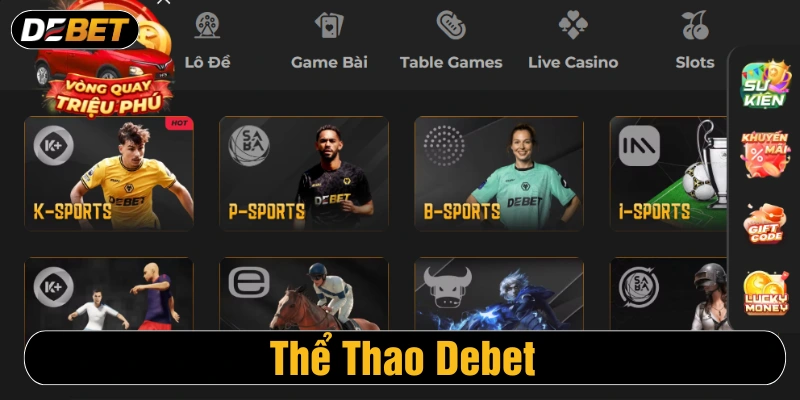 Dự đoán thể thao Debet đa dạng sảnh cược 
